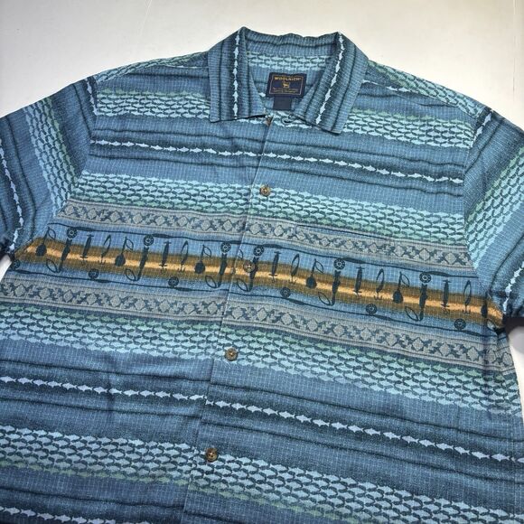 Woolrich Fishing Shirt Outdoor Angler Men's Large Blue Short Sleeve Vintage - Picture 6 of 8